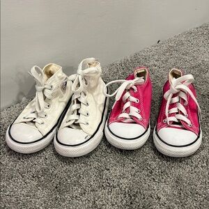 Converse Kids' Pink and White Sneakers size 10